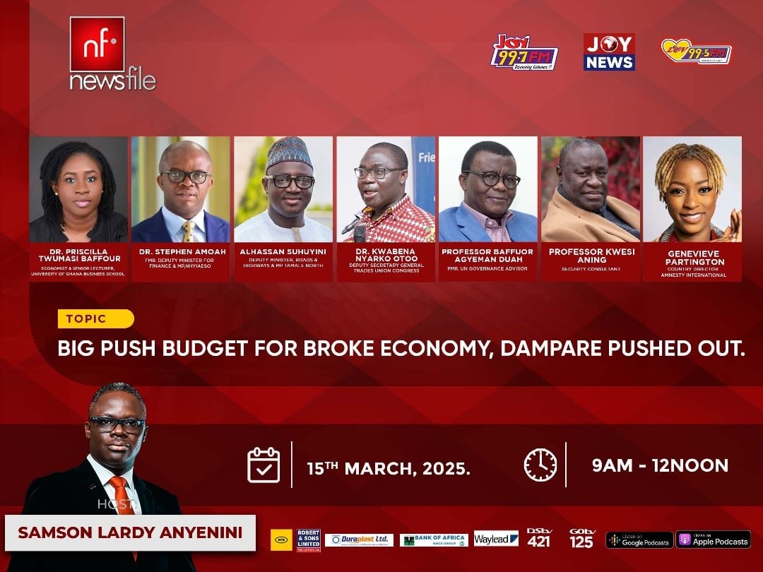 Livestream: Newsfile discusses first budget of Mahama's second term, Dampare's dismissal as IGP