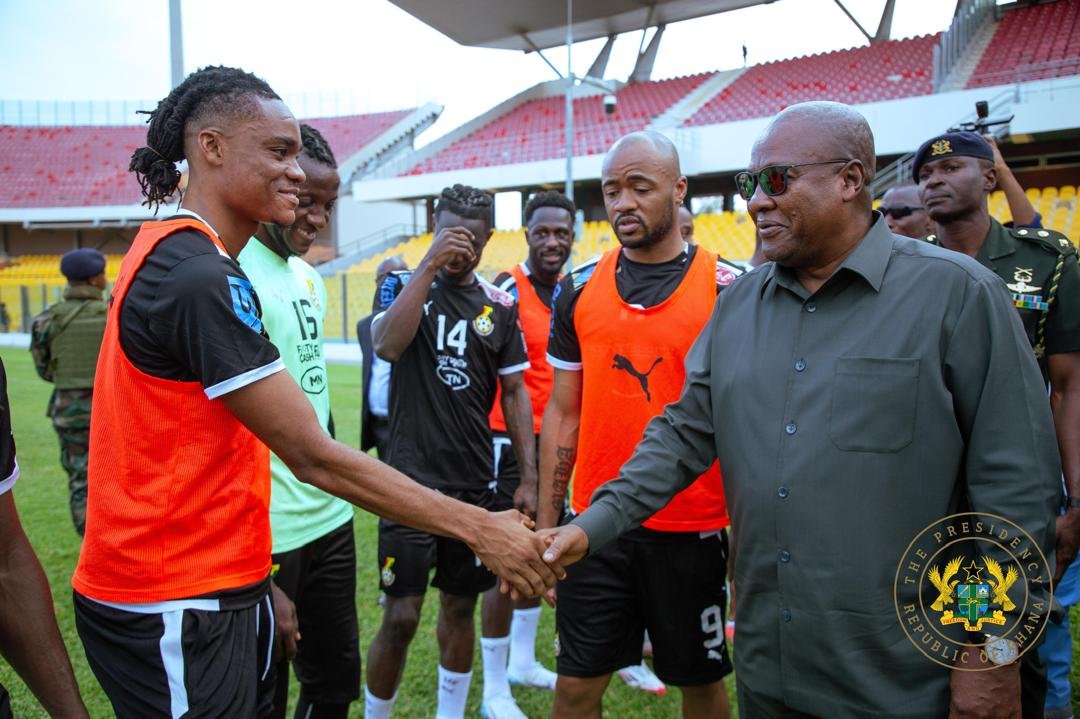 Photos: Mahama visits Black Stars during training session ahead of Chad clash