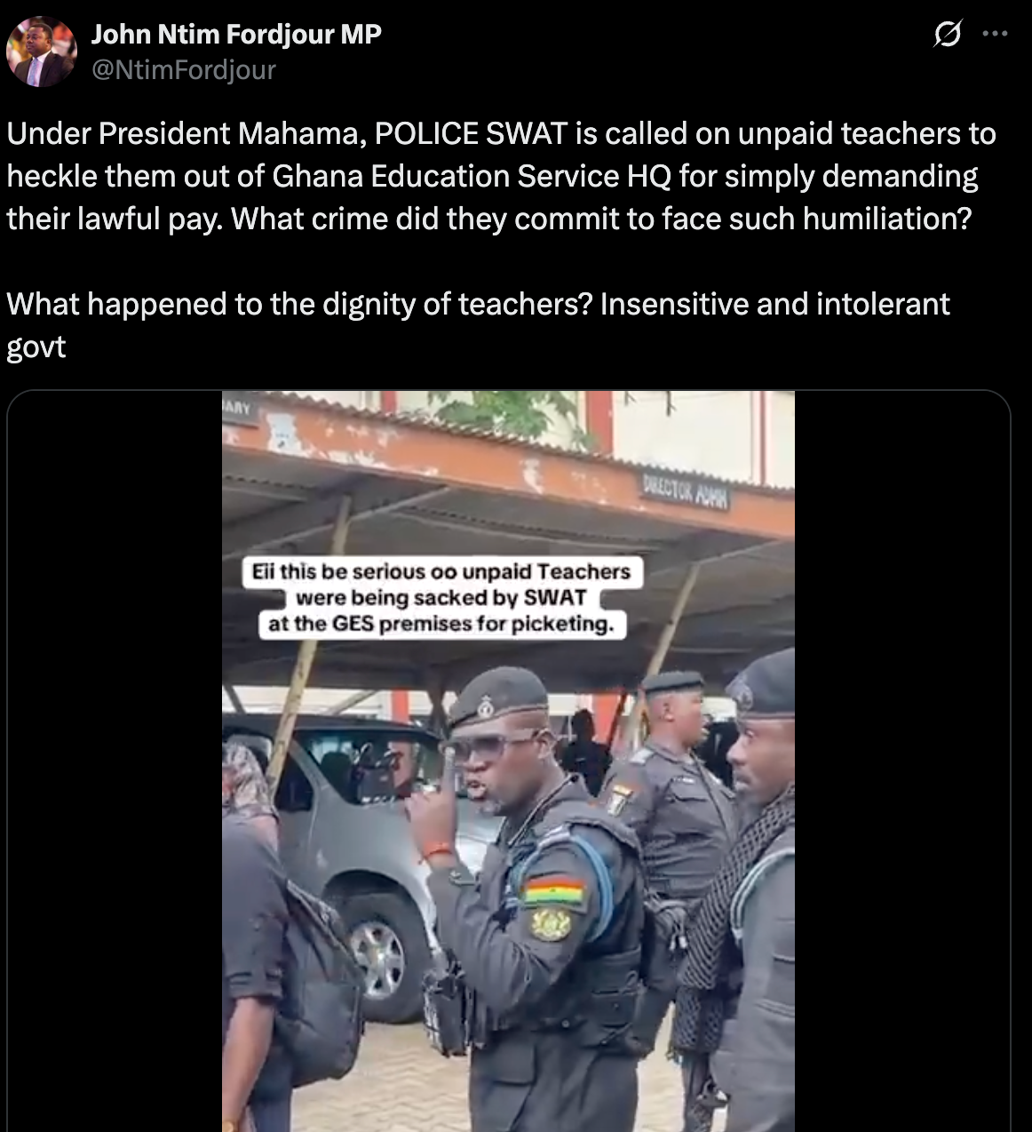What crime did they commit? – Ntim Fordjour slams Mahama gov't over police action on teachers