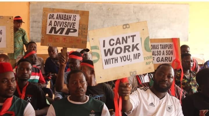 Garu NDC youth protest against leadership style of their MP