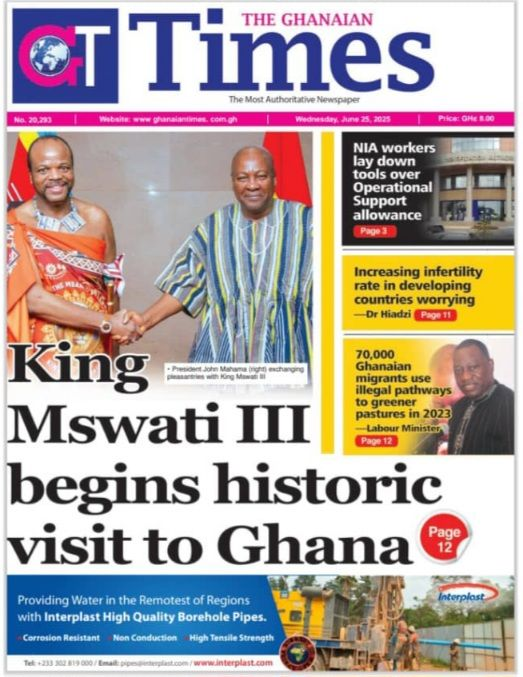 Today’s Front pages :Wednesday, June 25, 2025